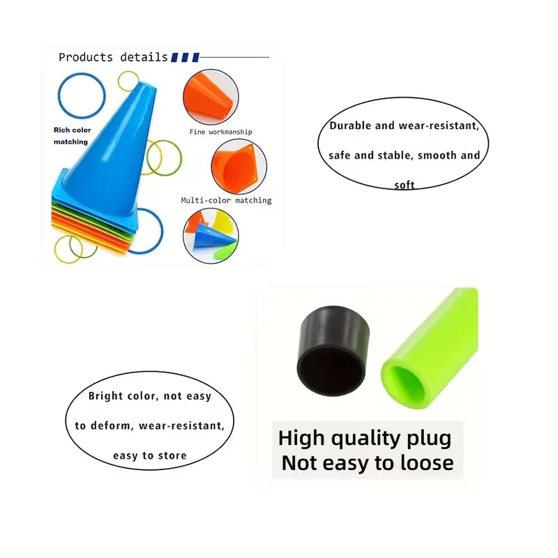 Contents diagram: 1 ladder, 10 discs, 2 hurdles, 5 cones