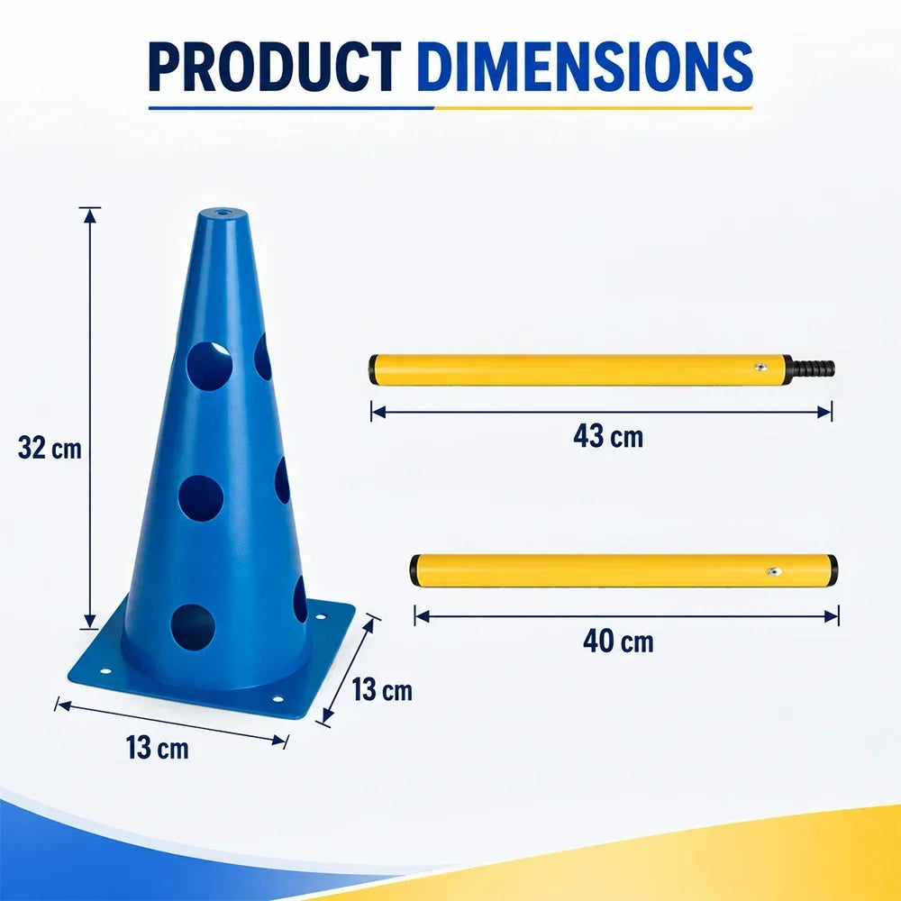 Maßzeichnung: Hütchen 32 cm, Stangen 43 und 40 cm