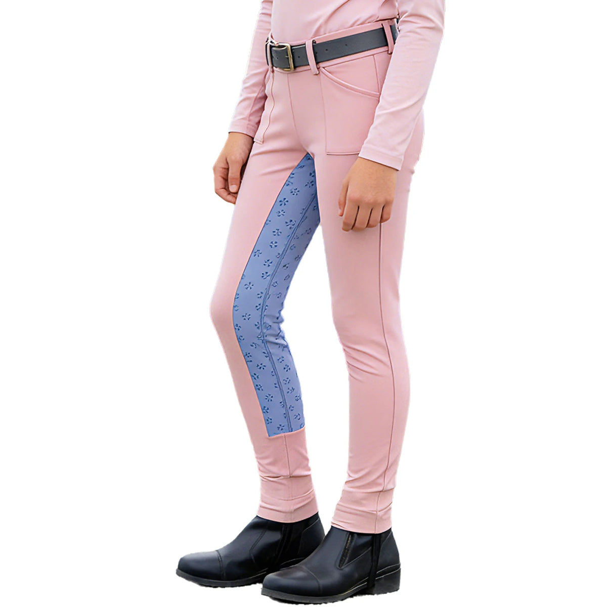 Rosa ridbyxa med skärp, framifrån